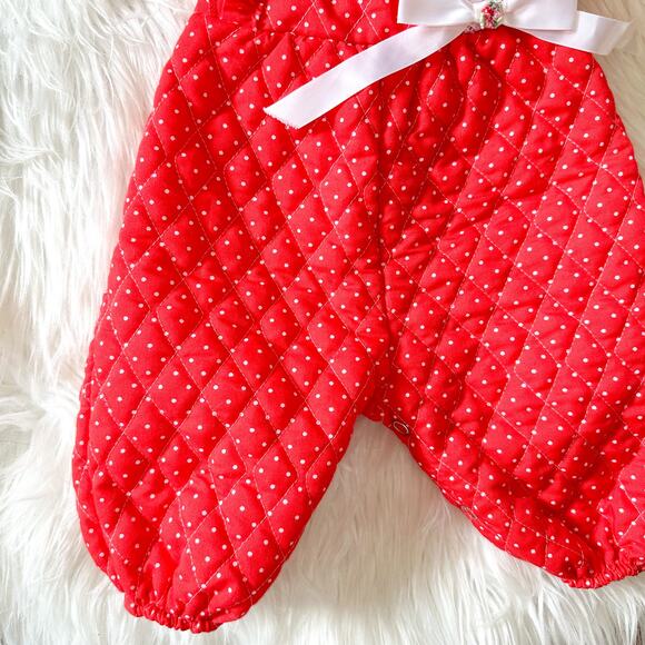 Vintage Quilted Baby Romper Jumper Red - Picture 4 of 6